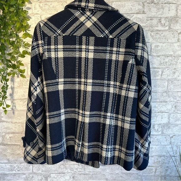 TALBOT’S‎ Women’s Plaid Navy Blue Winter Wool Blend Jacket - Picture 3 of 6
